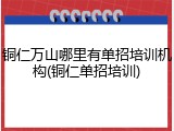铜仁万山哪里有单招培训机构(铜仁单招培训)
