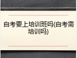 自考要上培训班吗(自考需培训吗)