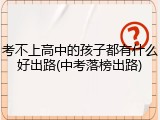 考不上高中的孩子都有什么好出路(中考落榜出路)