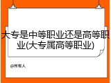 大专是中等职业还是高等职业(大专属高等职业)