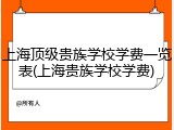 上海顶级贵族学校学费一览表(上海贵族学校学费)