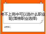 考不上高中可以选什么职业呢(落榜职业选择)