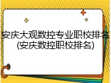 安庆大观数控专业职校排名(安庆数控职校排名)