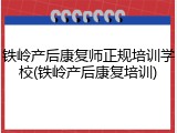 铁岭产后康复师正规培训学校(铁岭产后康复培训)