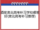 酒泉肃北高考补习学校哪家好(肃北高考补习推荐)