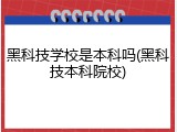 黑科技学校是本科吗(黑科技本科院校)