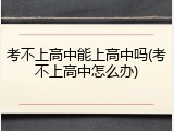 考不上高中能上高中吗(考不上高中怎么办)