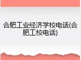 合肥工业经济学校电话(合肥工校电话)