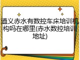 遵义赤水有数控车床培训机构吗在哪里(赤水数控培训地址)