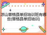 凉山普格县单招培训班有哪些(普格县单招培训)