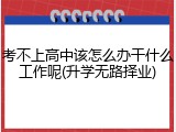 考不上高中该怎么办干什么工作呢(升学无路择业)