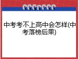 中考考不上高中会怎样(中考落榜后果)