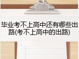 毕业考不上高中还有哪些出路(考不上高中的出路)