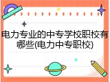 电力专业的中专学校职校有哪些(电力中专职校)