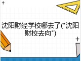 沈阳财经学校哪去了("沈阳财校去向")