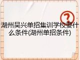 湖州吴兴单招集训学校要什么条件(湖州单招条件)