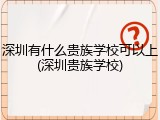 深圳有什么贵族学校可以上(深圳贵族学校)