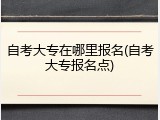 自考大专在哪里报名(自考大专报名点)