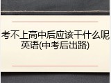 考不上高中后应该干什么呢英语(中考后出路)