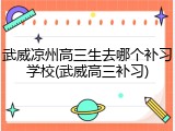 武威凉州高三生去哪个补习学校(武威高三补习)