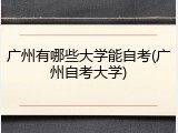 广州有哪些大学能自考(广州自考大学)