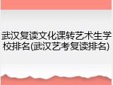 武汉复读文化课转艺术生学校排名(武汉艺考复读排名)