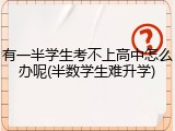 有一半学生考不上高中怎么办呢(半数学生难升学)