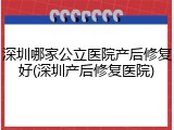 深圳哪家公立医院产后修复好(深圳产后修复医院)