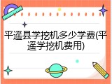 平遥县学挖机多少学费(平遥学挖机费用)