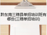 黔东南三穗县单招培训班有哪些(三穗单招培训)