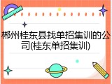 郴州桂东县找单招集训的公司(桂东单招集训)