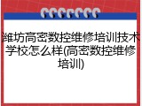 潍坊高密数控维修培训技术学校怎么样(高密数控维修培训)