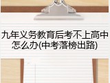 九年义务教育后考不上高中怎么办(中考落榜出路)