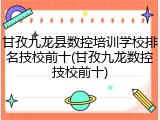 甘孜九龙县数控培训学校排名技校前十(甘孜九龙数控技校前十)
