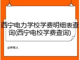 西宁电力学校学费明细表查询(西宁电校学费查询)