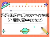 妈妈咪呀产后恢复中心在哪(产后恢复中心地址)