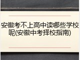 安徽考不上高中读哪些学校呢(安徽中考择校指南)
