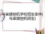 乌审旗挖机学校招生条件(乌审旗挖机招生)