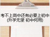 考不上高中还有必要上初中(升学无望 初中何用)