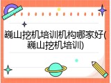 巍山挖机培训机构哪家好(巍山挖机培训)
