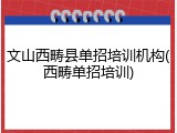 文山西畴县单招培训机构(西畴单招培训)