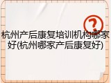 杭州产后康复培训机构哪家好(杭州哪家产后康复好)