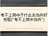 考不上高中干什么去当兵好些呢("考不上高中当兵")