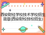 西安财经学校技术学校招生简章(西安财校技校招生)