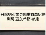 日喀则亚东县哪里有单招培训班(亚东单招培训)