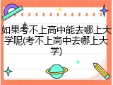 如果考不上高中能去哪上大学呢(考不上高中去哪上大学)
