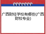 广西财经学校有哪些(广西财校专业)