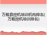 万载县挖机培训机构排名(万载挖机培训排名)