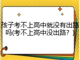 孩子考不上高中就没有出路吗(考不上高中没出路？)