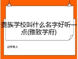 贵族学校叫什么名字好听一点(雅致学府)